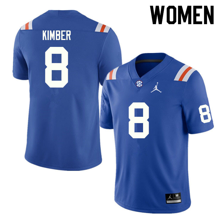Women #8 Jalen Kimber Florida Gators College Football Jerseys Sale-Throwback